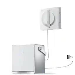 ECOVACS WINBOT W2 PRO Omni Window Cleaning Robot with 6-in-1 Multifunction Station, Charging in Operation, 3-Nozzle Spray Head, 12-Stage Protection, Win-SLAM 4.0 Path Planning, White