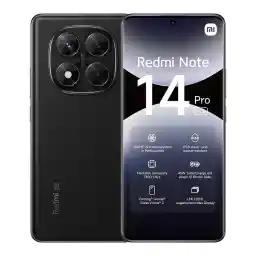 Xiaomi Redmi Note 14 Pro, 5G Smartphone, 8 + 256 GB, Black, 200 MP Professional AI Camera, IP68, 45 W TurboCharge with 5110 mAh Battery, AI Functions (Charger Not Included)