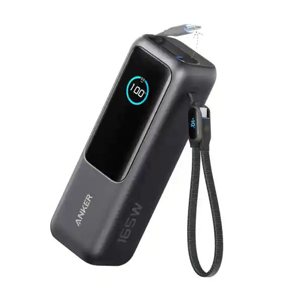 Anker Power Bank, 25,000mAh 165W Ultra-Fast Portable Charger for Dual Laptops, Fast Charging Battery Pack with Built-In and Retractable Cables, For iPhone 17/16 Series, Samsung, and More