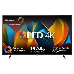 Hisense 43E7NQ 108 cm (43 Inch) TV, 4K UHD, QLED, HDR10, HDR10+ decoding, HLG, Dolby Vision Atmos, 60Hz Panel, Smooth Motion, Bluetooth, Alexa Built-in, VIDAA Voice, Black [2024]