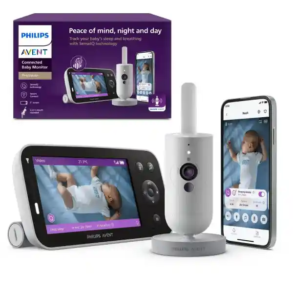 PHILIPS SCD973/26 Avent Premium Connected Videophone, Avent's Best Baby Monitor, Sleep and Breathing Tracking with AI, Scream Interpretation, Crystal Clear Image Day and Night