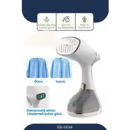 Sinbo جهاز إزالة التجاعيد بالبخار العمودي SSI-6634 باللون الأبيض بقدرة 1640 وات