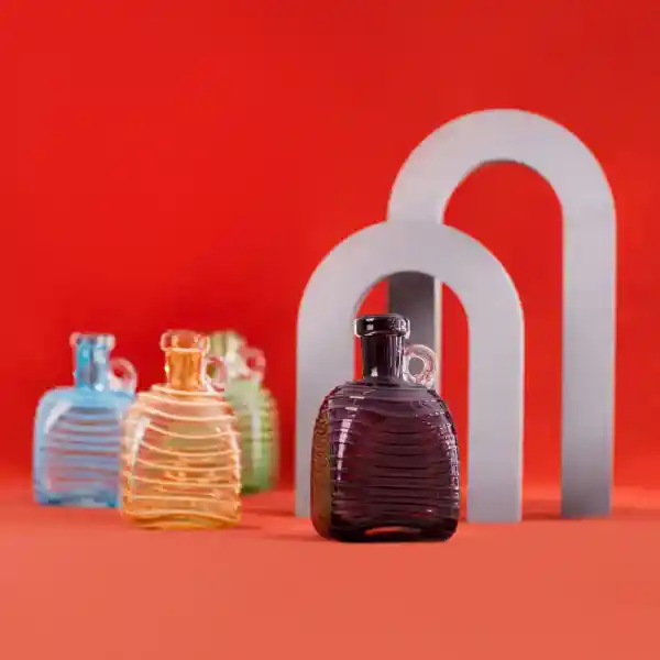 بطری شیشه ای بومی مدل نوار منظم استوانه ای