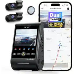 Viofo A229 Pro 3 Kameralı Ön-İç-Arka 4K+2K+1080P HDR Sony Starvis 2 İle Uyumlu WiFi GPS Araç Kamerası