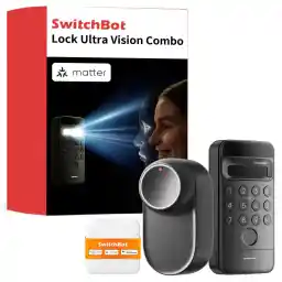 SwitchBot WLAN Smart Lock Ultra mit Keypad Vision, 3D-Gesichts-/Fingerabdruckerkennung, Elektronisches Türschloss mit Aufladbarem Akku, Öffnen per Gesicht, Fingerprint, Code, Alexa, unterstützt Matter