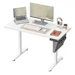 SONGMICS In hoogte verstelbaar bureau elektrisch, 120 x 60 x (72-120) cm, verstelbare tafel, geheugenfunctie voor 4 hoogtes, voor thuiskantoor, studeerkamer, wolkenwit LSD132W01
