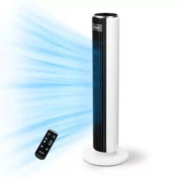 LEVOIT Kule Fan, Yatak Odası için 28 dB Sessiz Elektrikli Soğutma Fanı, 90° Uzaktan Kumandalı Salınımlı Kanatsız Fan, 5 Hız, 4 Mod, 12H Zamanlayıcı, 36 İnç Amazon Exclusive Beyaz