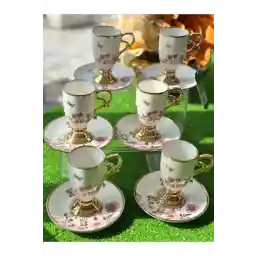 ACAR طقم فناجين قهوة على شكل زهور لـ 6 أشخاص