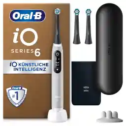 Oral-B iO Series 6 Plus Sensitive Edition Electric Toothbrush, Plus 3 Replacement Toothbrush Heads, 5 Cleaning Modes for Dental Care, Travel Case, Designed by Braun, Grey Opal