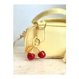 MODA Altın Renkli Kiraz Figürlü Anahtarlık ve Çanta Süsü Charm – Parlak Reçine Taşlı