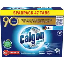 Calgon 4-in-1 Power Tabs - Washing Machine Descaler Against Odor, Dirt and Corrosion - For a Clean Washing Machine - 1 x 47 Tablets