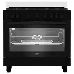 بيكو، فرن غاز قائم بذاته، 90×60 سم — نظام أمان كامل، 5 شعلات غاز عالية الكفاءة (منها واحدة ووك)، دعامة أواني من حديد الزهر، فرن بمروحة تقليدية، BGGR11127GBA (أسود).