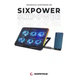 Rampage SIXPOWER R9 6 Fan RGB Işıklı Telefon Uyumlu Tutuculu Usb Çoklayıcı Notebook Soğutucu Stand
