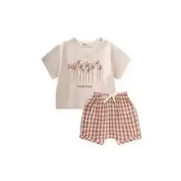 Cigit Palmiye Baskılı Müslin Şortlu Takım 0-3 Yaş A Bej