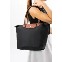 FASHION SİYAH TABA KATLANABİLİR DERİ SAPLI BÜYÜK KOL OMUZ VE EL ÇANTASI