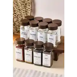 Perotti Raul Woody 12'li Akasya Kapak Baharatlık Seti 120ml + 30 Etiket 16779