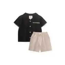 Cigit El İşi Detaylı Gömlek Takım 2-10 Yaş Siyah