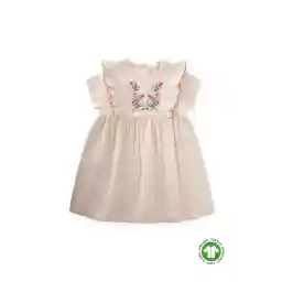 Cigit Etnik Süzene Nakışlı Organik Elbise 1-7 Yaş Naturel