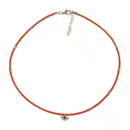 گردنبند مدل چشم نظر نگینی نارنجی | ژوپینگ