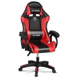 SKY-TOUCH Gaming Chair, Ergonomic computer Chair with Adjustable Height & Armrest,Head & Lumbar Support Pillow,PU Leather,Reclining Chair PC Office Chair, High Back,440 LBS, Red - 60x53x120cm