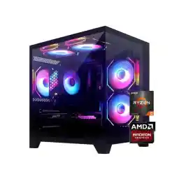 YLZKIX Gaming PC,AMD Ryzen 5 5600 3.5GHz(up to 4.4GHz), Radeon RX 6600 8GB Desktop Computer, 1TB NVMe SSD, 16GB DDR4 3200MHz, ,550W PSU,USB WIFI6&Bluetooth Windows 11 Home & AI Powered Gamer PC