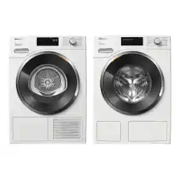 ميلا W1 غسالة بتحميل أمامي 9 كغ WWG 660 WCS مع مجفف بمضخة حرارية T1 8 كغ TWF760 WP - أبيض لوتس