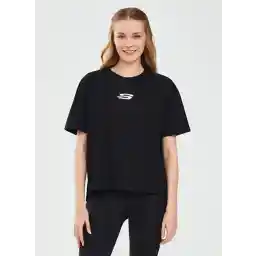 S241011-001 Graphic T-Shirt W Short Siyah Kadın Bisiklet Yaka Loose Fit T-Shirt