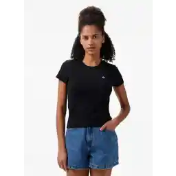 10027252.001 CROPPED T-SHIRT Siyah Yuvarlak Regular Fit Düz Kadın T-Shirt