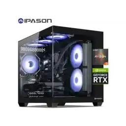 IPASON Xelra Gaming Desktop PC,AMD Ryzen5 9600X,Geforce RTX 5060 8G,32GB DDR5,1TB NVMe SSD,Wi-Fi,Windows 11 Home,Black Prebuilt Pc Computer