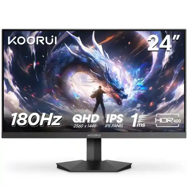 Koorui G2421V 23.8 İnç Monitör, 180Hz Oyun Monitörü, QHD 2560x1440 IPS, Adaptive-Sync Premium, 2x HDMI 2.0 + DP 1.4, VESA 75x75mm, E-Spor Monitörler
