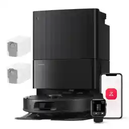 roborock Qrevo Series Stofzuigerrobot, 8000 Pa Zuigkracht, Upgrade van Qrevo S, Anti-klitborstels, Slimme Obstakelvermijding, Automatische Dweilreiniging, Alles-in-één dock, QV 35A Set Zwart