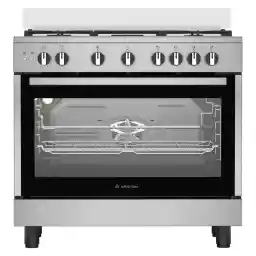 أريستون، فرن غاز ARR9GGF22125XME، 90 سم — فضي وأسود، 5 عيون (شعلات).