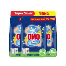 OMO Automatic Laundry Detergent Powder, Touch of Comfort, up to 100% stain removal in 1 wash*, 15 Kg (5 Kg x 3), Packaging may vary