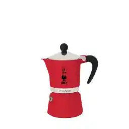 Bialetti - Rainbow: 3 Cups Ocak Üstü Espresso Pişirici - 130ml - Kırmızı Renk - Alüminyum Gövde - Patentli Güvenlik Valfi - Tüm Ocak Türleri İçin Uygundur (İndüksiyon Hariç)