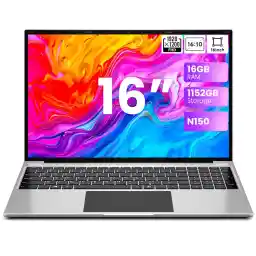 jumper Laptop 16 Inch IPS 1920 x 1200, Intel N150 (3.6 GHz), 16GB RAM 1TB SSD + 128GB eMMC Notebook, 2 Stereo Speakers, USB 3.0/Mini HDMI/38Wh Battery (Purple)
