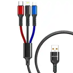 کابل تبدیل USB به لایتنینگ/USB-C/microUSB اوی مدل CL-971 طول 1.2 متر
