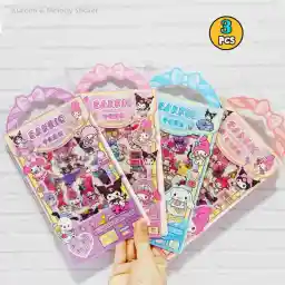 پک برچسب شفاف 3 برگی کرومی و ملودی