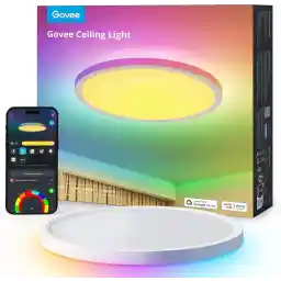 Govee RGBIC Smart Ceiling Light, 24 W Diameter 30 cm LED Ceiling Light, Dimmable, LED Ceiling Light with 16 Million DIY Colours, Compatible with Alexa & Google Assistant, for Bedroom