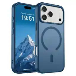 SUPFINE Magnetic for iPhone 17 Pro Case (Compatible with MagSafe)(Military Grade Drop Protection) Translucent Matte Shockproof with Anti-Fingerprint Phone Cover 2025,Deep Blue