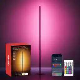 SwitchBot Matter LED Vloerlamp – RGBCCT, Warm & Koel Wit, 1200 Lumen, Muzieksynchronisatie, Scenemodi, 16 Miljoen Kleuren – Hoekstaande Lamp Compatibel met Apple Home, Alexa en Google Home