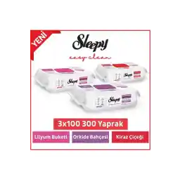 Sleepy Easy Clean Lilyum Orkide Kiraz Çiçeği Yüzey Temizlik Havlusu&mendili 3x100 (300 YAPRAK)