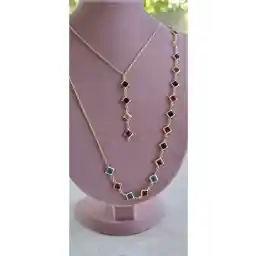 Lion İkili y kolye taşlı model