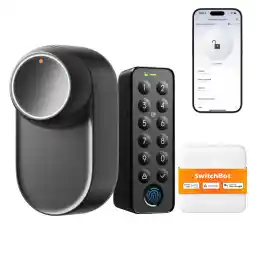 SwitchBot WiFi Smart Lock Ultra with Fingerprint Unlock, Electronic Door Lock with Rechargeable Battery, Fingerprint Door Opener, Passcode, Smartphone, Alexa, Google, Supports Matter