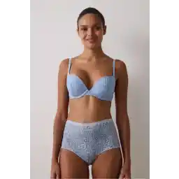 Penti Açık Mavi Lol Up Zebra Desenli Dantelli Balenli Push Up Sütyen