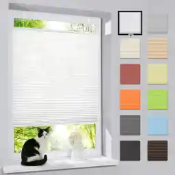 bobodeco Pleated Blind No Drilling Klemmfix Folding Blind White 90 x 110 cm (W x H), Pleated Blind Privacy Screen and Sun Protection Opaque Easyfix Translucent Roller Blind for Windows and Doors
