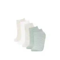 Defacto Kadın 5'li Pamuklu Puantiyeli Çizgili Patik Çorap Y6670AZNS