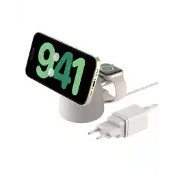 Belkin BoostCharge Pro 2-in-1 draadloze oplader met Qi2 (15 W) - MagSafe compatible lader voor iPhone 16, 15, 14, 13, 12 serie, Apple Watch, AirPods en andere Qi2-apparaten, met voedingsadapter