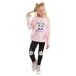Panda Unicorn Kız Çocuk T-shirt Tayt Takım