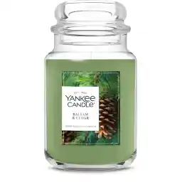 Yankee Candle Balsam & Cedar, Holiday Scented Candle, 22oz Large Jar with up to 150 Hour Burn Time, Giftable