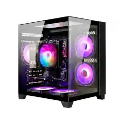 LXZ Gaming PC Desktop,AMD Ryzen 5 5600GT,16GB DDR4 3200MHz,1TB NVMe SSD,Supports WiFi 6, RGB Fans,Seaview-style PC case,Prebuilt Gaming PC Tower Black